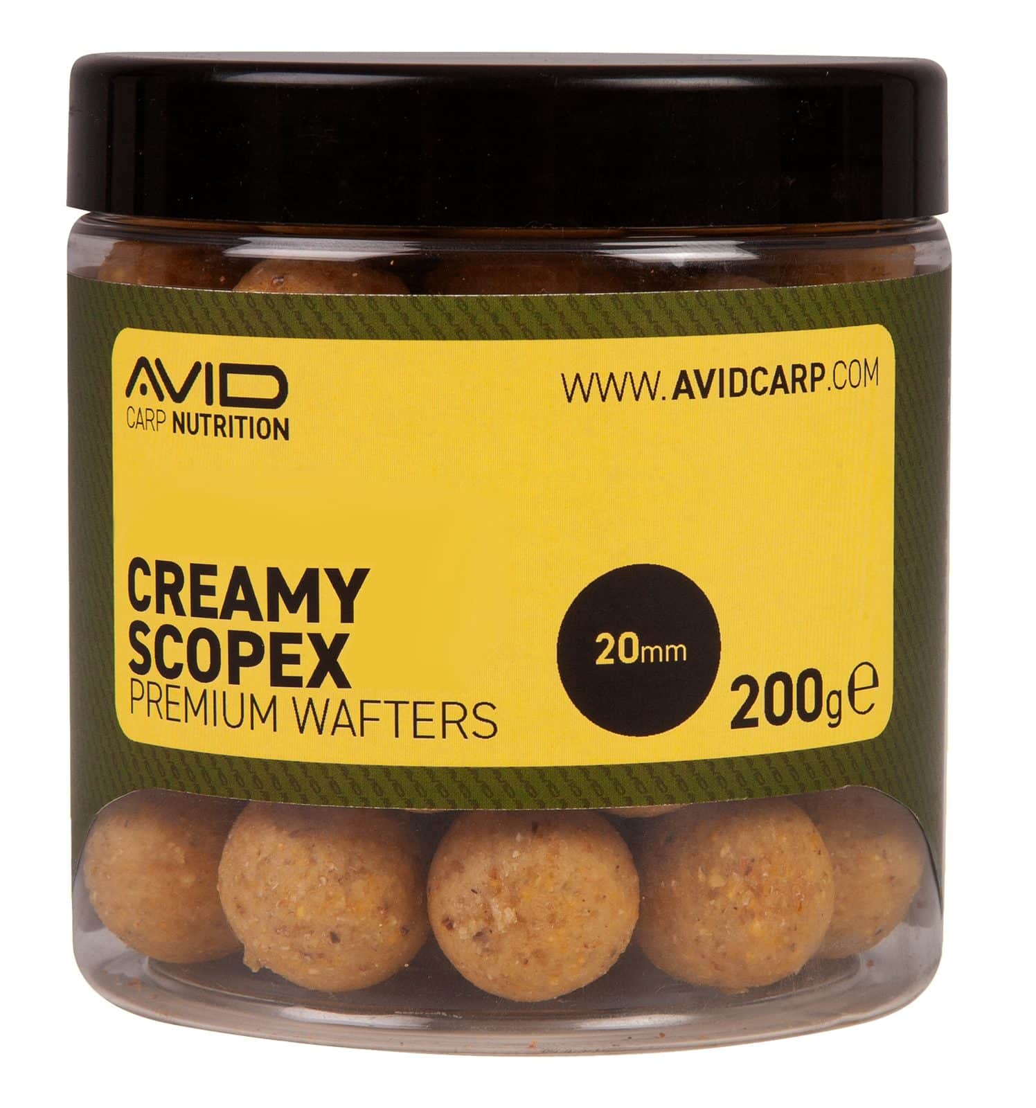 Avid Boilies Premium Wafters Creamy Scopex 20mm 200g - recenze
