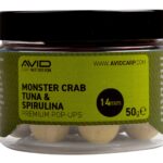 Avid Plovoucí boilie Premium Pop-Ups Monster Crab-Tuna & Spirulina 14mm 50g  - recenze