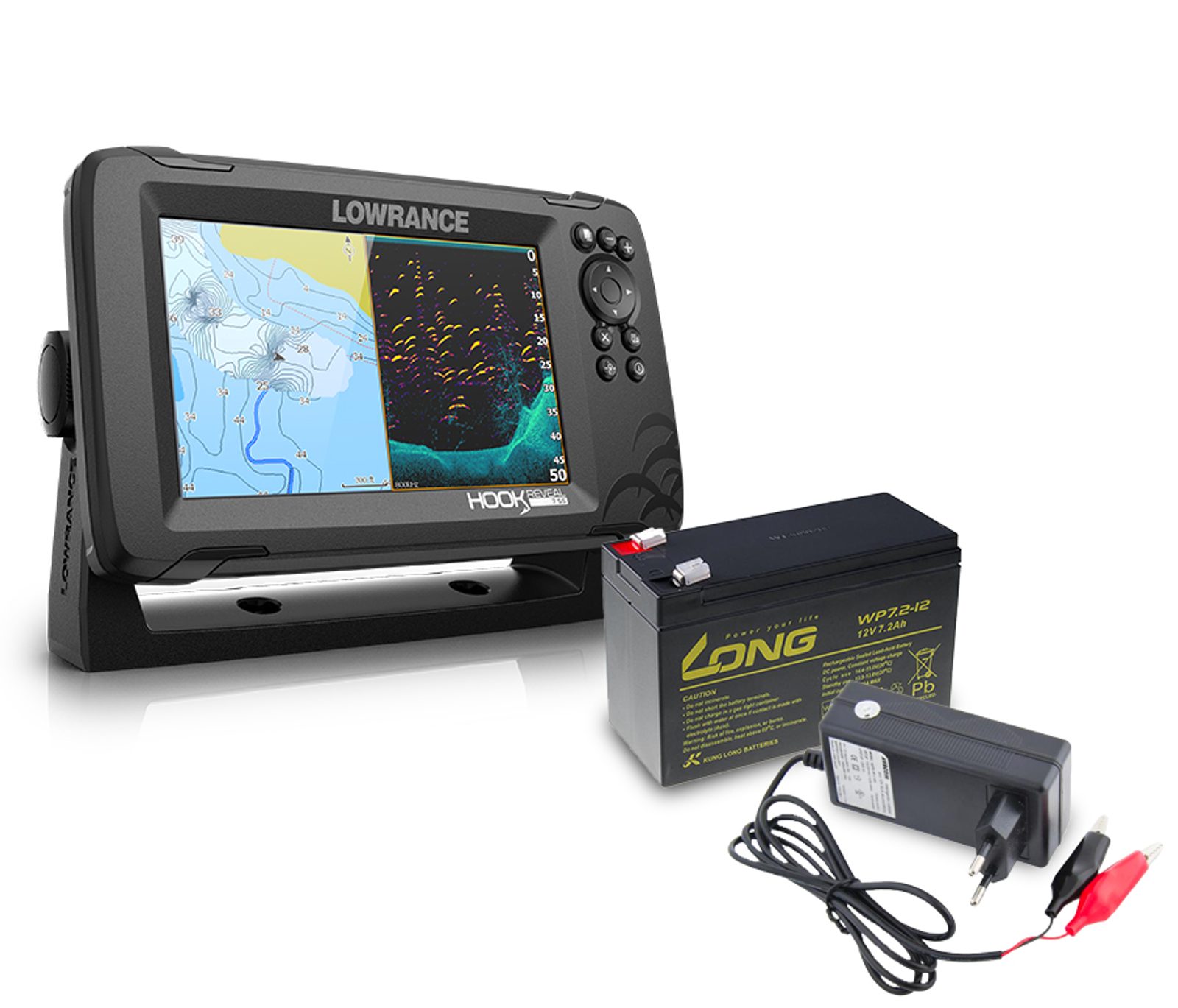 Lowrance Echolot Hook Reveal 7 se Sondou HDI 50/200khz + baterie + nabíječka ZDARMA - recenze